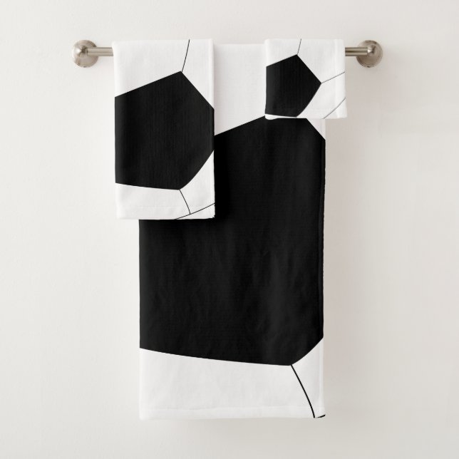 Soccer Ball Football Illustration Bath Towel Set (Insitu)