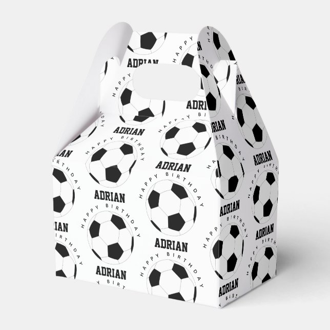 Soccer Ball Football Personalized Name Birthday Favor Boxes (Front Side)