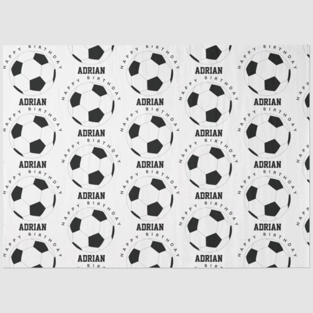 Soccer Ball Football Personalized Name Birthday  Tissue Paper (Front)