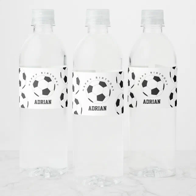 Soccer Ball Football Personalized Name Birthday Water Bottle Label | Zazzle
