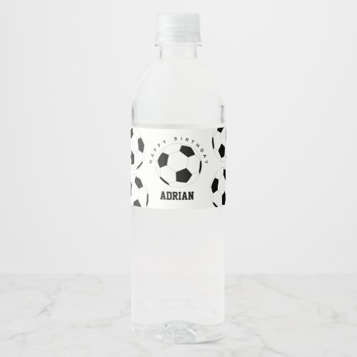 Soccer Ball Football Personalized Name Birthday Water Bottle Label