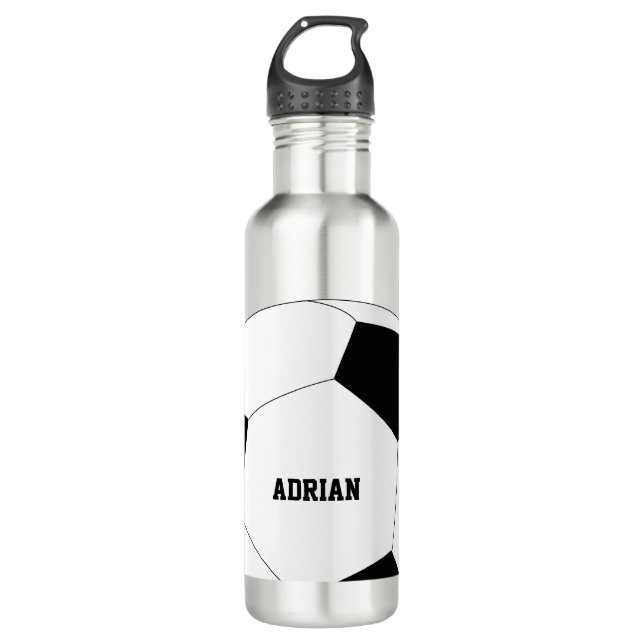 Soccer Ball Football Personalized  Stainless Steel Water Bottle (Front)