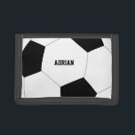 Soccer Ball Football Personalized Trifold Wallet<br><div class="desc">A black and white soccer ball / football design. Perfect for adults and kids who love playing soccer. An ideal design for football players,  soccer coaches,  soccer teams,  athletes and football enthusiasts. Perfect gift for birthday,  Christmas or any other special occasion. Personalize the text and make it your own!</div>