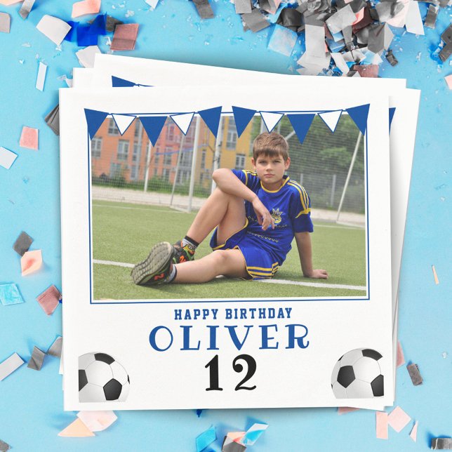 Soccer Ball Football Photo Sports Birthday Napkins (Creator Uploaded)