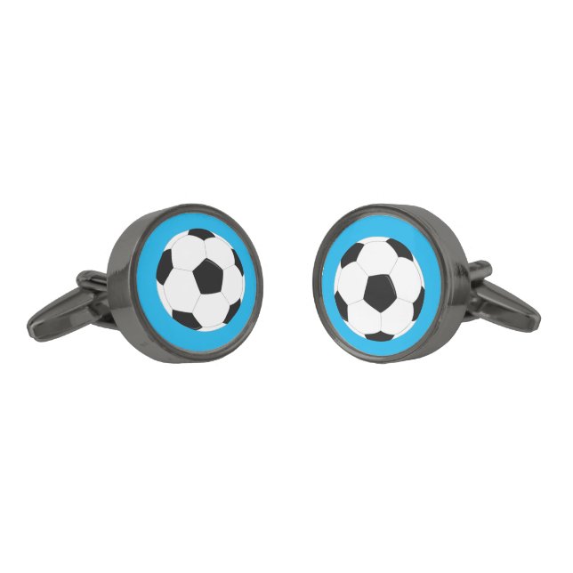 Soccer Ball Football Player Cufflinks (Angled)
