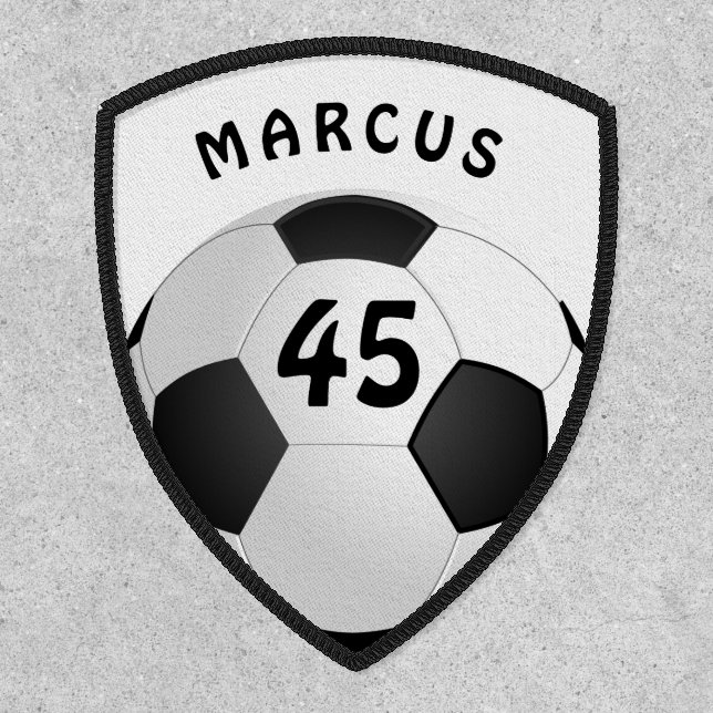 Soccer Ball Football Player Name Number Patch (Front)