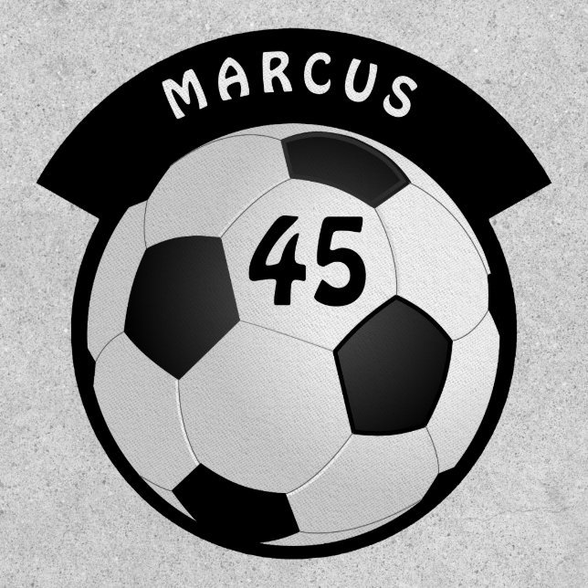 Soccer Ball Football Player Name Number Patch (Front)
