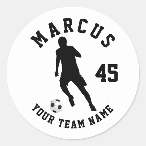 Soccer Ball Football Player Team Name Number  Classic Round Sticker