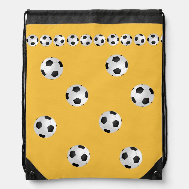 Soccer Ball Football Soccer Yellow Pattern Kids Drawstring Bag (Front)