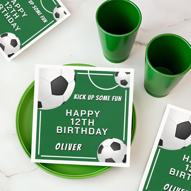 Soccer Ball Football Sports Kids Birthday Napkins (Creator Uploaded)