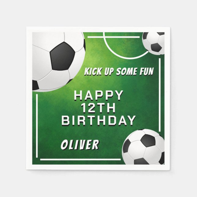 Soccer Ball Football Sports Kids Birthday Napkins (Front)