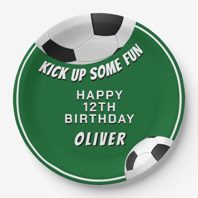 Soccer Ball Football Sports Kids Birthday Paper Plates (Front)
