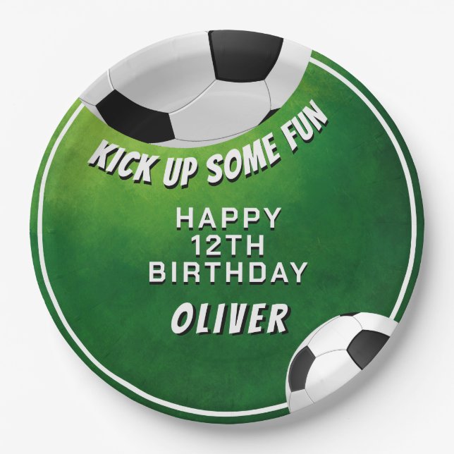 Soccer Ball Football Sports Kids Birthday Paper Plates (Front)