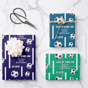 Soccer Ball Football Sports Kids Birthday Party Wrapping Paper Sheets