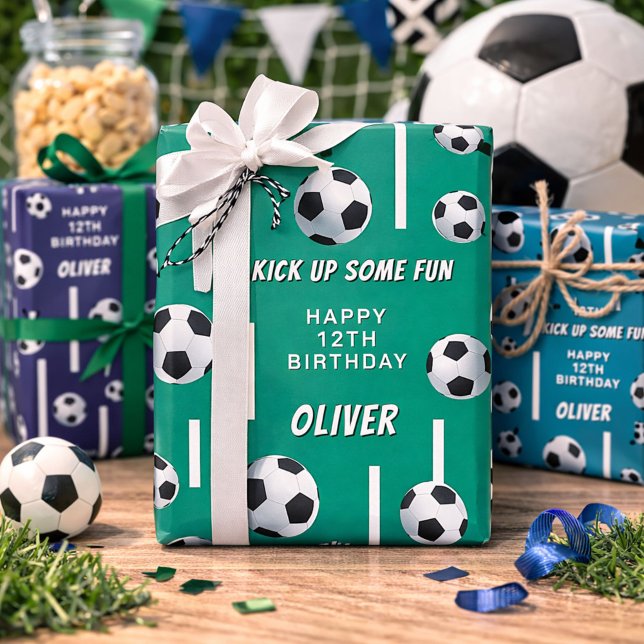 Soccer Ball Football Sports Kids Birthday Party Wrapping Paper Sheets (Creator Uploaded)