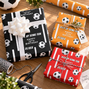 Soccer Ball Football Sports Kids Birthday Party Wrapping Paper Sheets