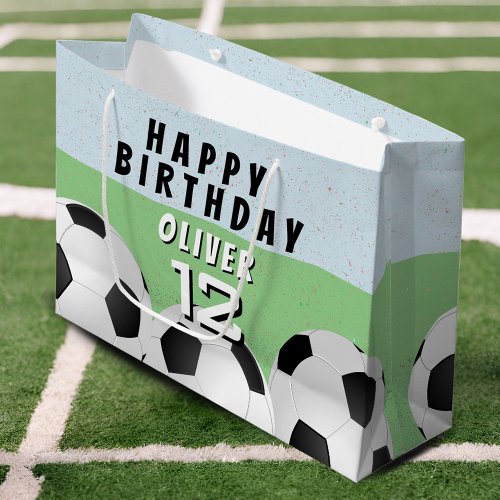 Soccer Ball Football Sports Kids Happy Birthday  Large Gift Bag