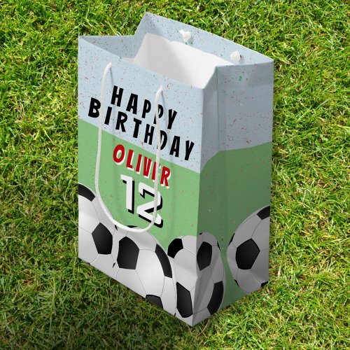 Soccer Ball Football Sports Kids Happy Birthday Medium Gift Bag