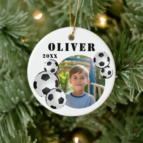 Soccer Ball Football Sports Photo Ceramic Ornament