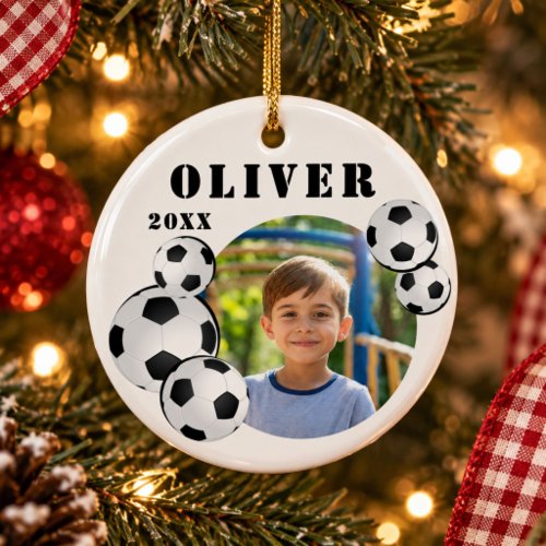 Soccer Ball Football Sports Photo Ceramic Ornament