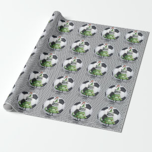 Soccer Ball for Christmas with Cat Santa Claus Wrapping Paper