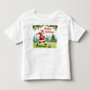 Soccer Ball for Christmas with Santa Claus Toddler T-shirt