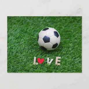 Soccer  ball for Valentine's Day with love Postcard