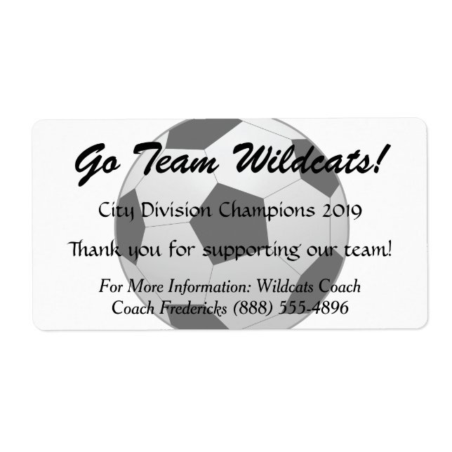 Soccer Ball Fundraiser Bottle Label (Front)