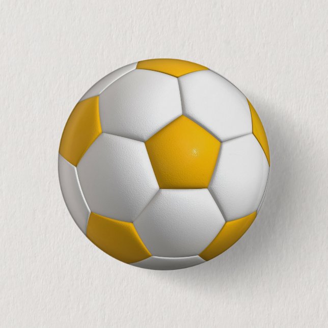 Soccer ball (futbol) pin / button - yellow gold (Front)