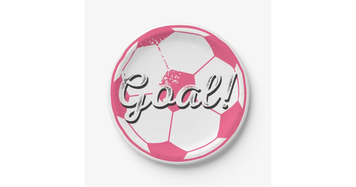 Soccer Ball Goal Plates Pink Zazzle
