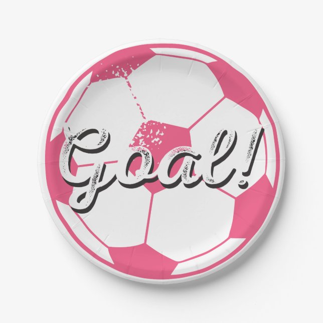 Soccer Ball Goal Plates - Pink (Front)