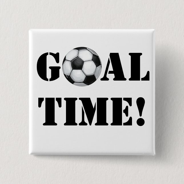 Soccer Ball, Goal Time! Pinback Button (Front)