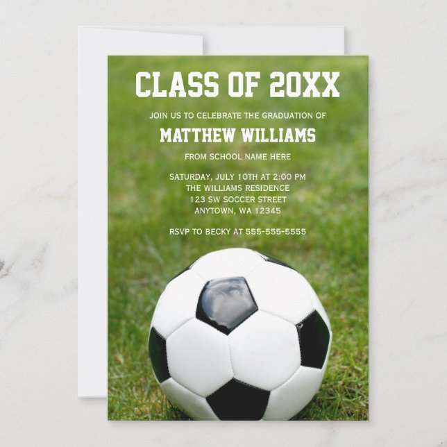 Soccer Ball Graduation Party Announcement (Front)