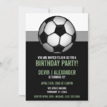 Soccer Ball Green &amp; Black Birthday Invitations at Zazzle