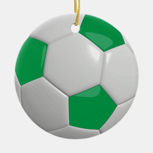 Soccer Ball  Green Ceramic Ornament