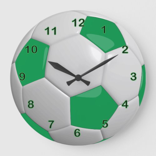 Soccer Ball  Green Large Clock