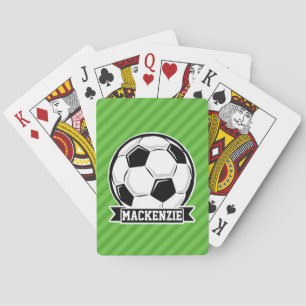 Soccer Ball; Green Stripes Poker Cards