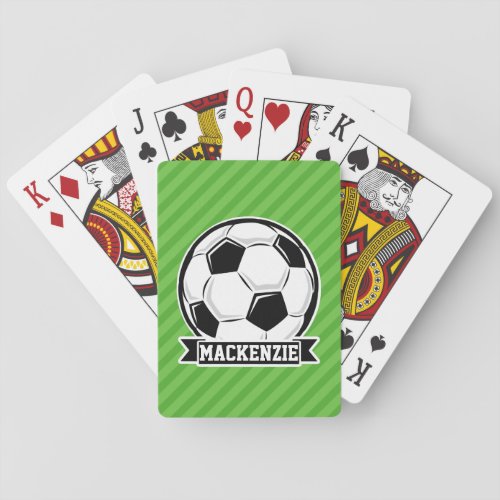 Soccer Ball Green Stripes Poker Cards