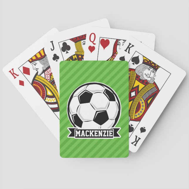 Soccer Ball; Green Stripes Poker Cards (Back)