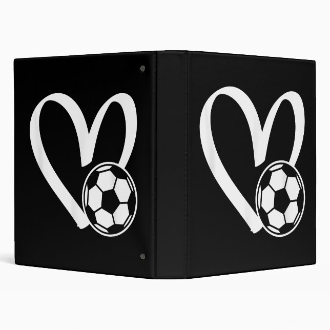 Soccer Ball Heart 3 Ring Binder (Background)