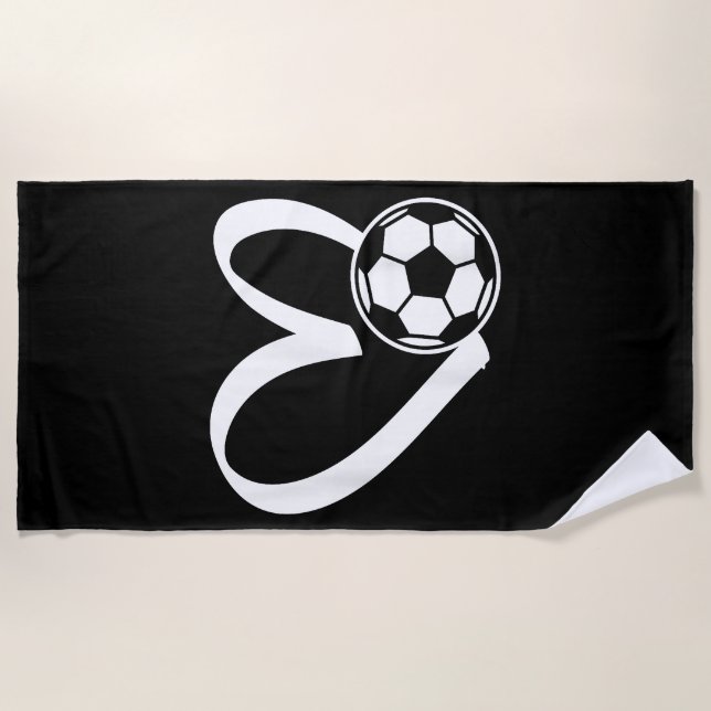 Soccer Ball Heart Beach Towel (Front)