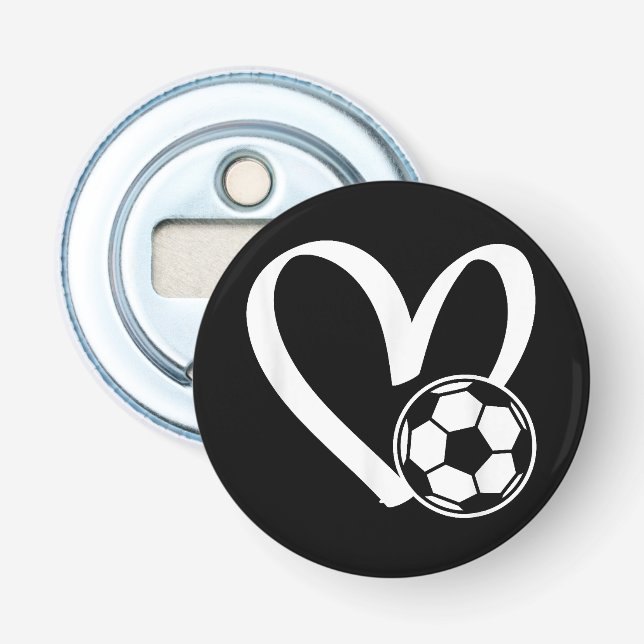 Soccer Ball Heart Bottle Opener (Front)