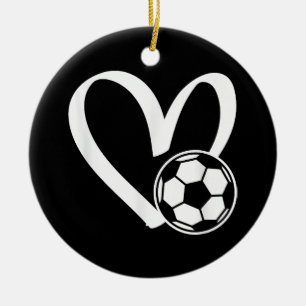 Soccer Ball Heart Ceramic Ornament