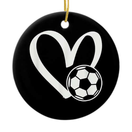 Soccer Ball Heart Ceramic Ornament