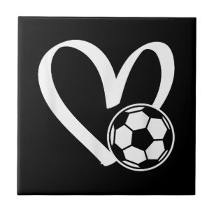 Soccer Ball Heart Ceramic Tile