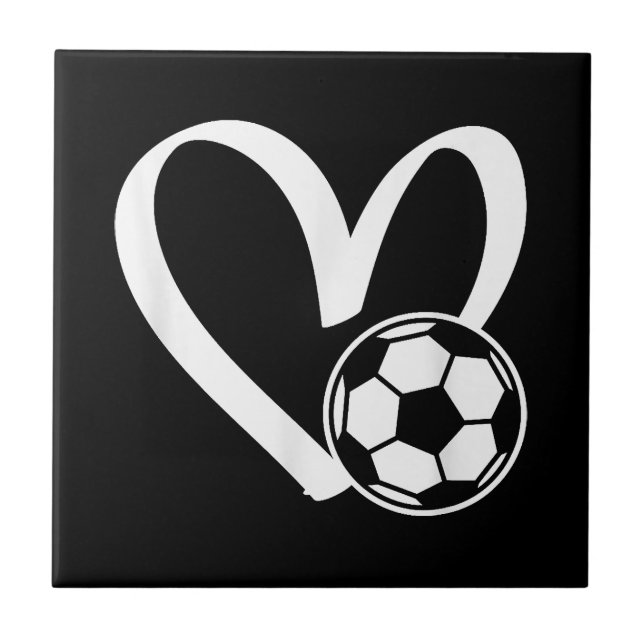 Soccer Ball Heart Ceramic Tile (Front)