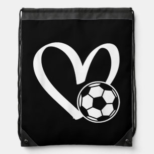 Soccer Ball Heart Drawstring Bag