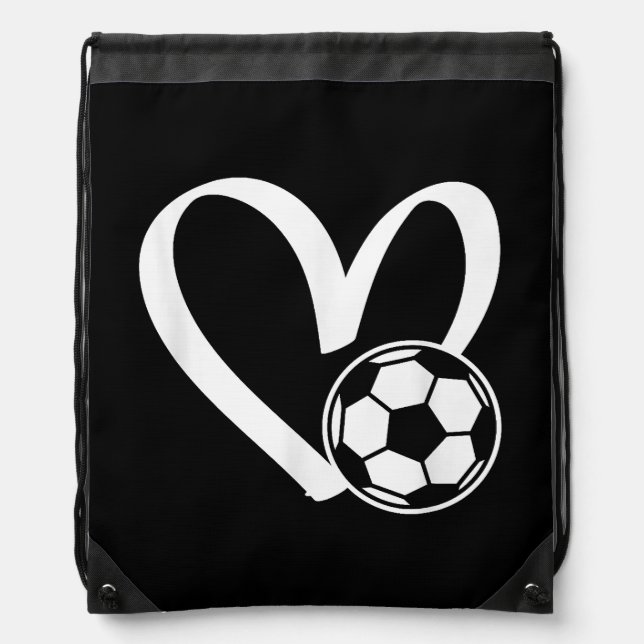 Soccer Ball Heart Drawstring Bag (Front)