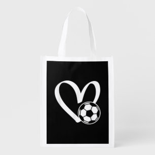 Soccer Ball Heart Grocery Bag