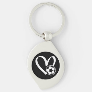 Soccer Ball Heart Keychain